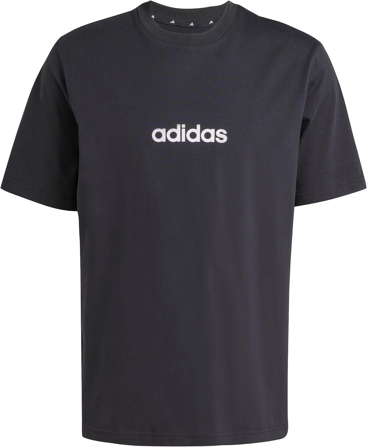 imageAdidas Mens Essentials Linear Single Jersey TShirtBlackWhite