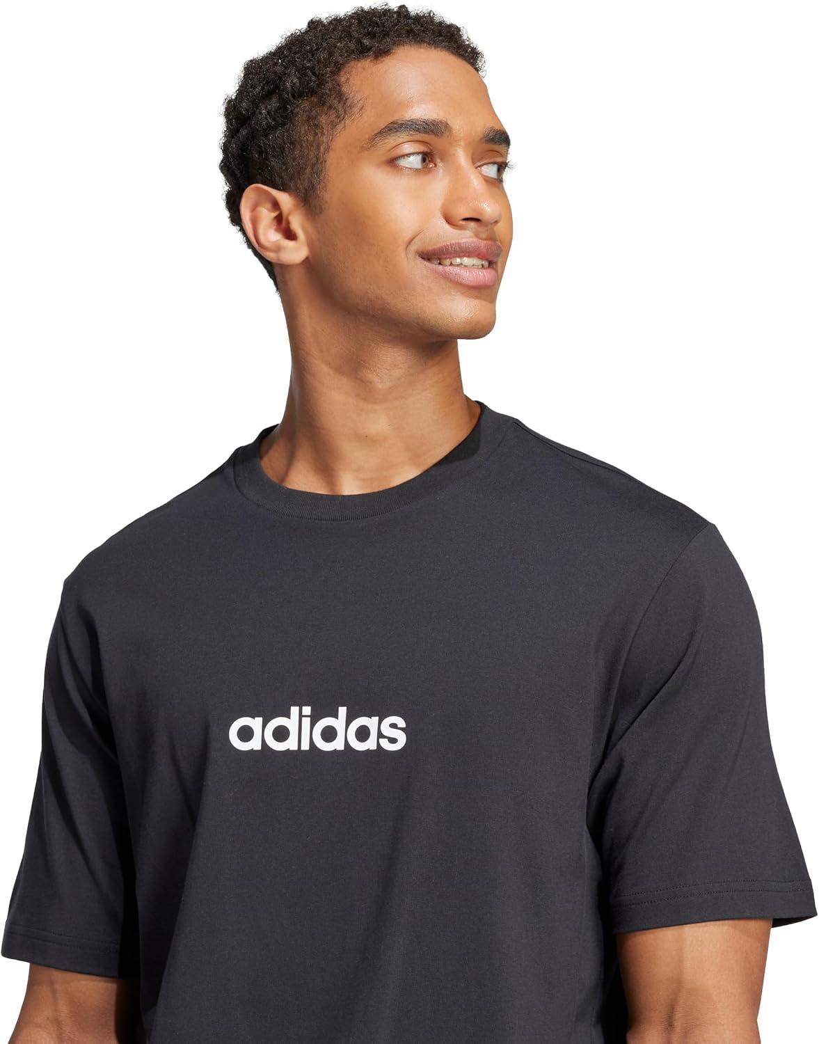 imageAdidas Mens Essentials Linear Single Jersey TShirtBlackWhite