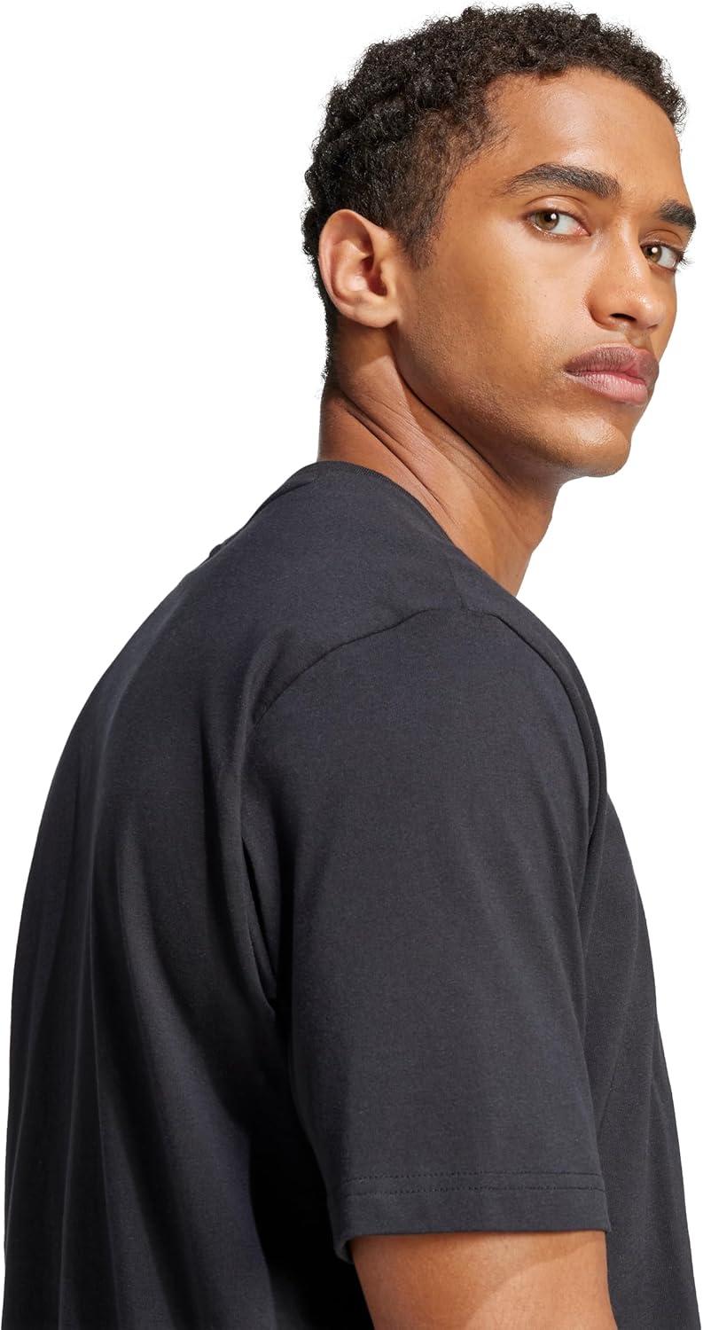 imageAdidas Mens Essentials Linear Single Jersey TShirtBlackWhite