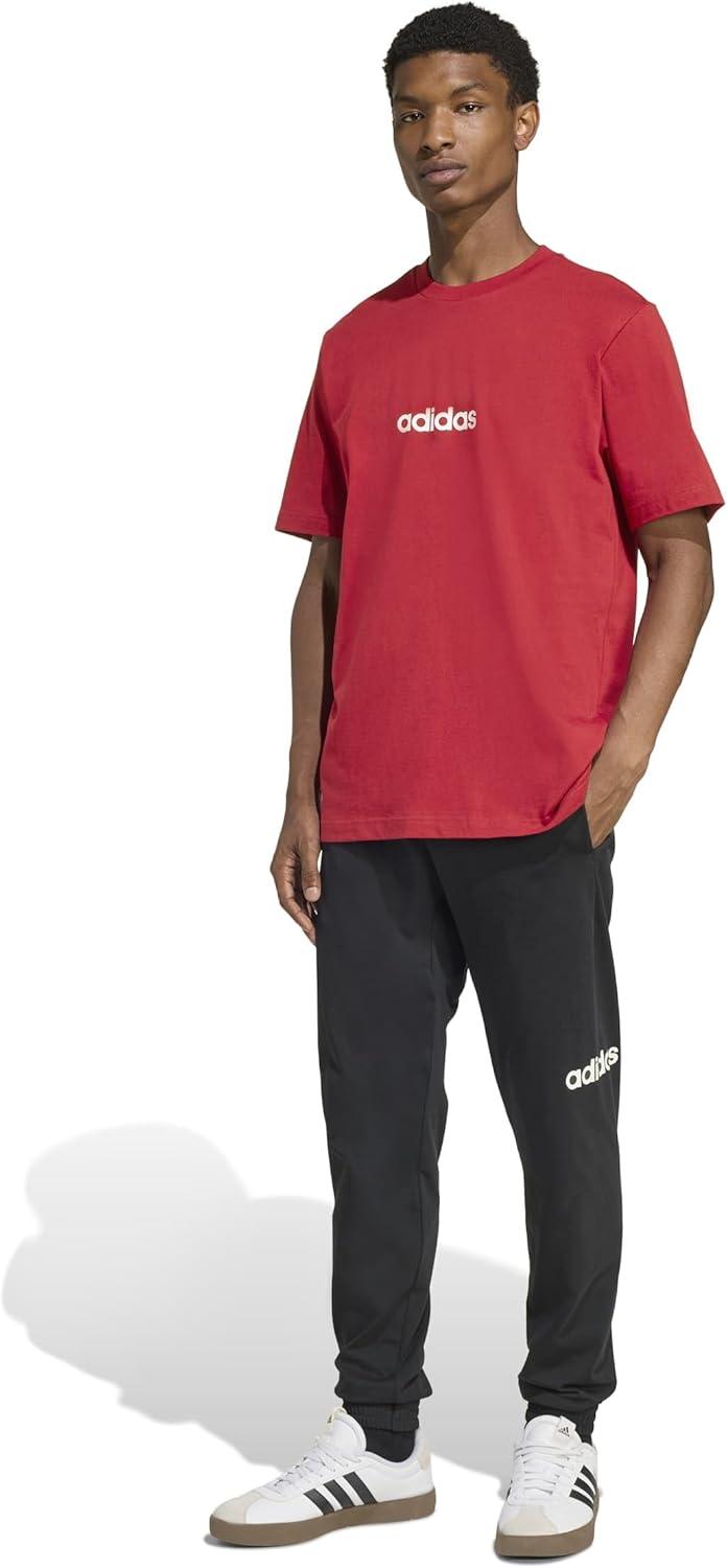 imageAdidas Mens Essentials Linear Single Jersey TShirtMaroonWhite