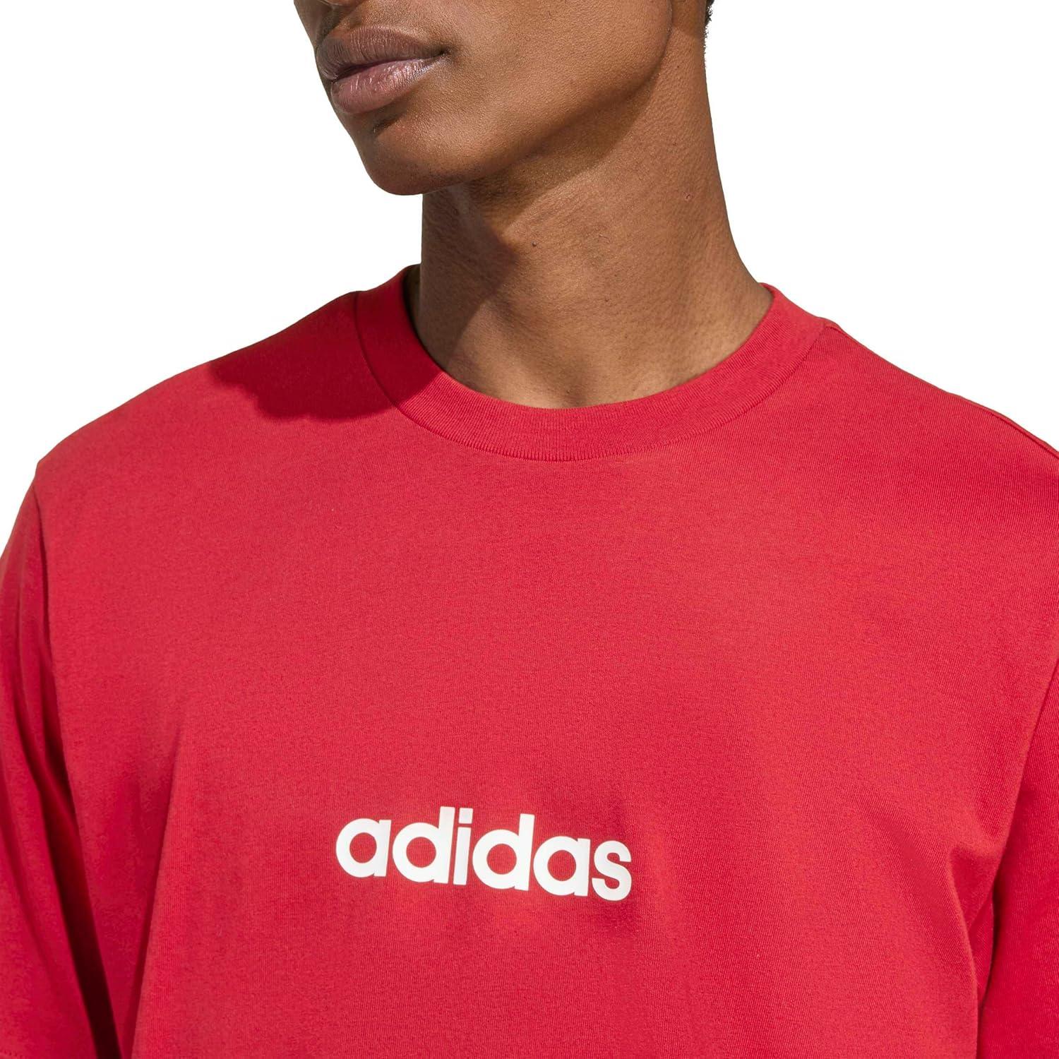 imageAdidas Mens Essentials Linear Single Jersey TShirtMaroonWhite