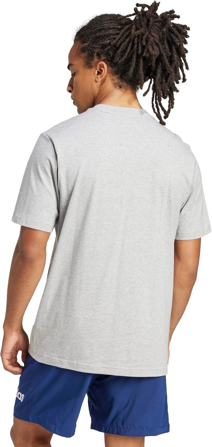imageAdidas Mens Essentials Linear Single Jersey TShirtMedium Grey HeatherBlack