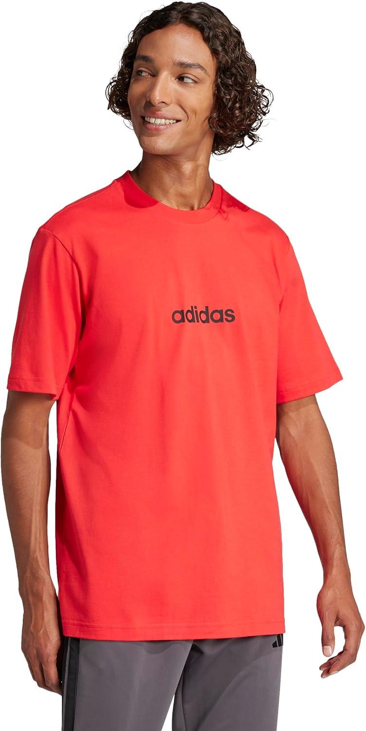 imageAdidas Mens Essentials Linear Single Jersey TShirtPure RubyBlack