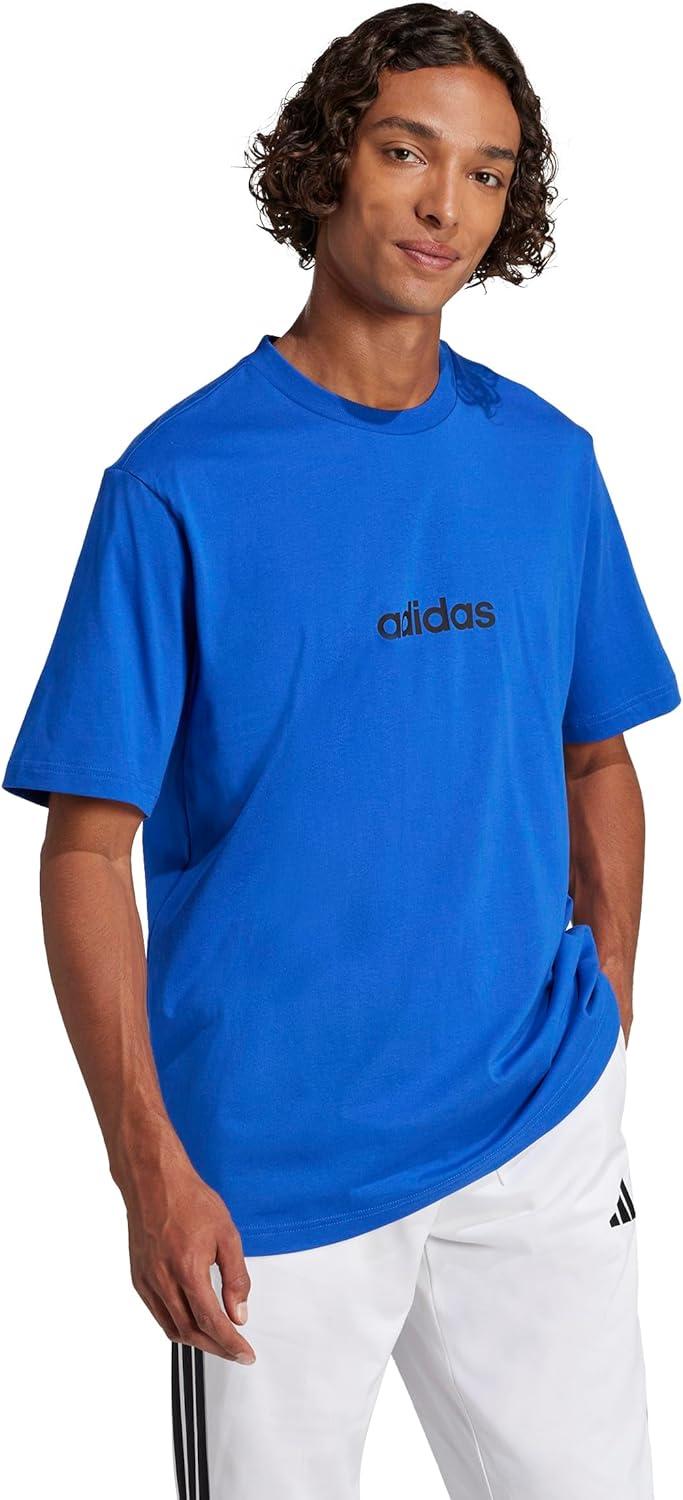 imageAdidas Mens Essentials Linear Single Jersey TShirtTeam Royal BlueBlack
