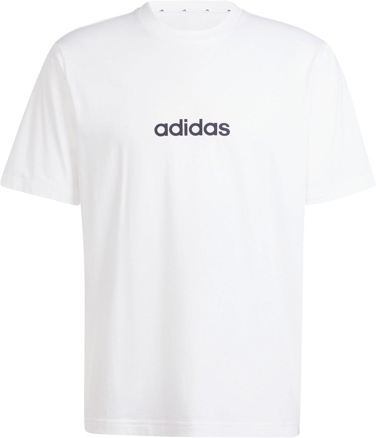 imageAdidas Mens Essentials Linear Single Jersey TShirtWhiteBlack