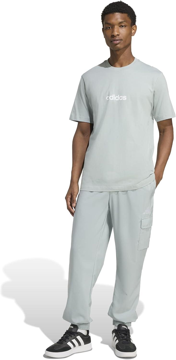 imageAdidas Mens Essentials Linear Single Jersey TShirtWonder SageWhite