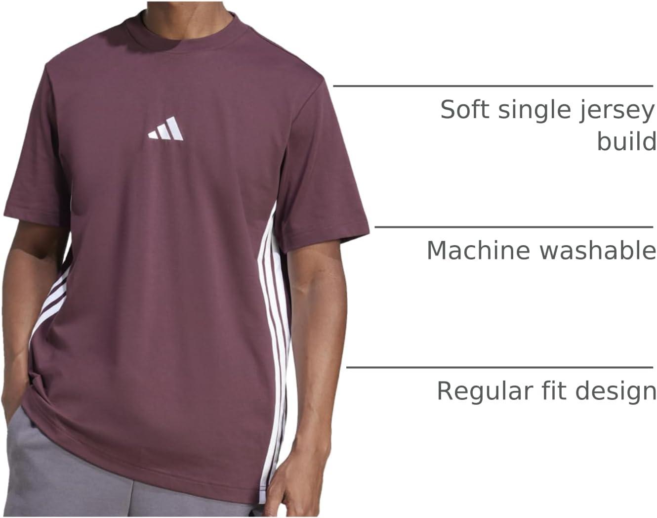 imageAdidas Mens Essentials Single Jersey 3Stripes TShirtAurora RubyWhite