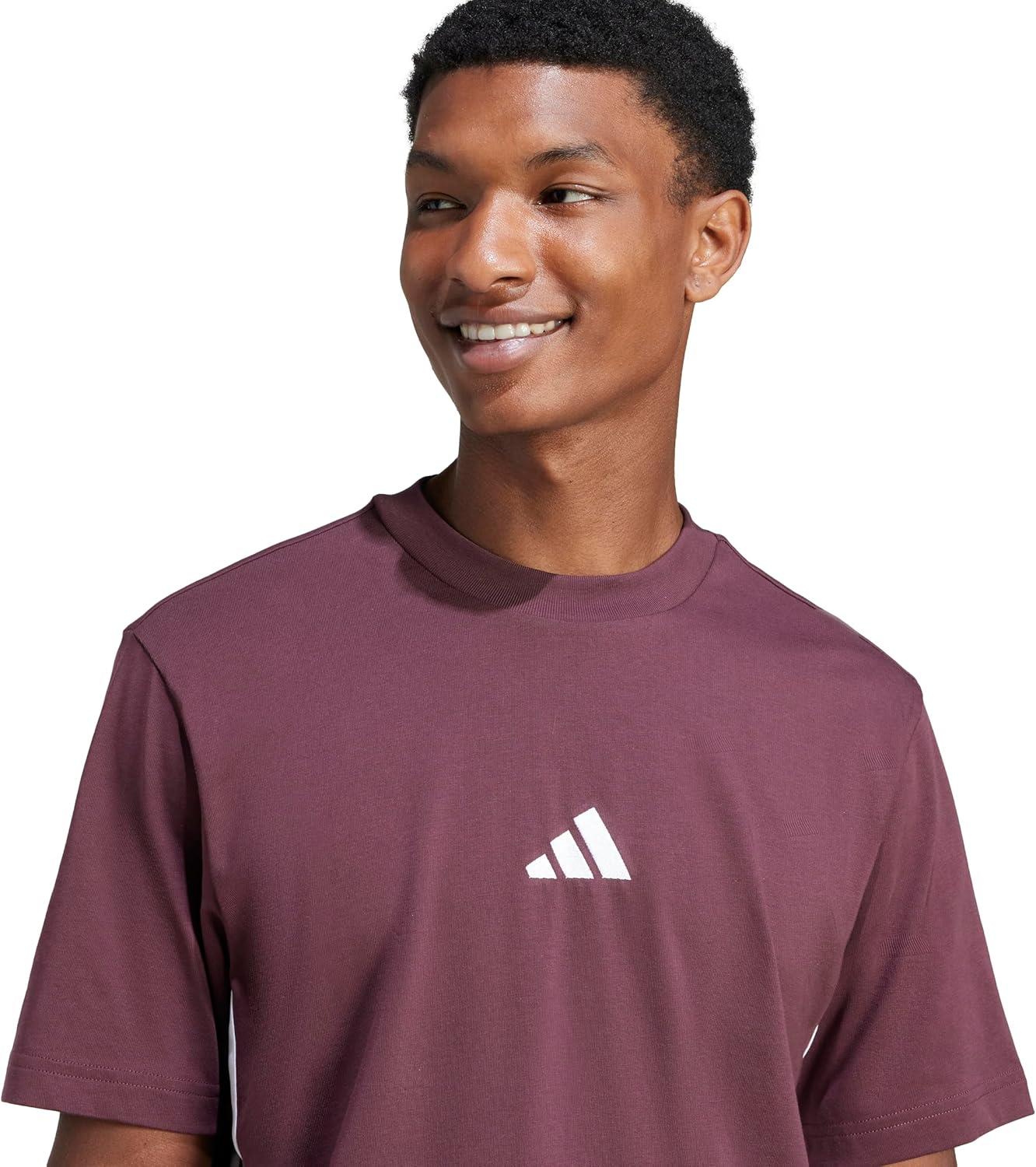imageAdidas Mens Essentials Single Jersey 3Stripes TShirtAurora RubyWhite