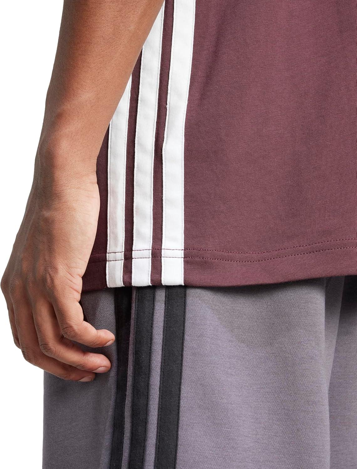 imageAdidas Mens Essentials Single Jersey 3Stripes TShirtAurora RubyWhite