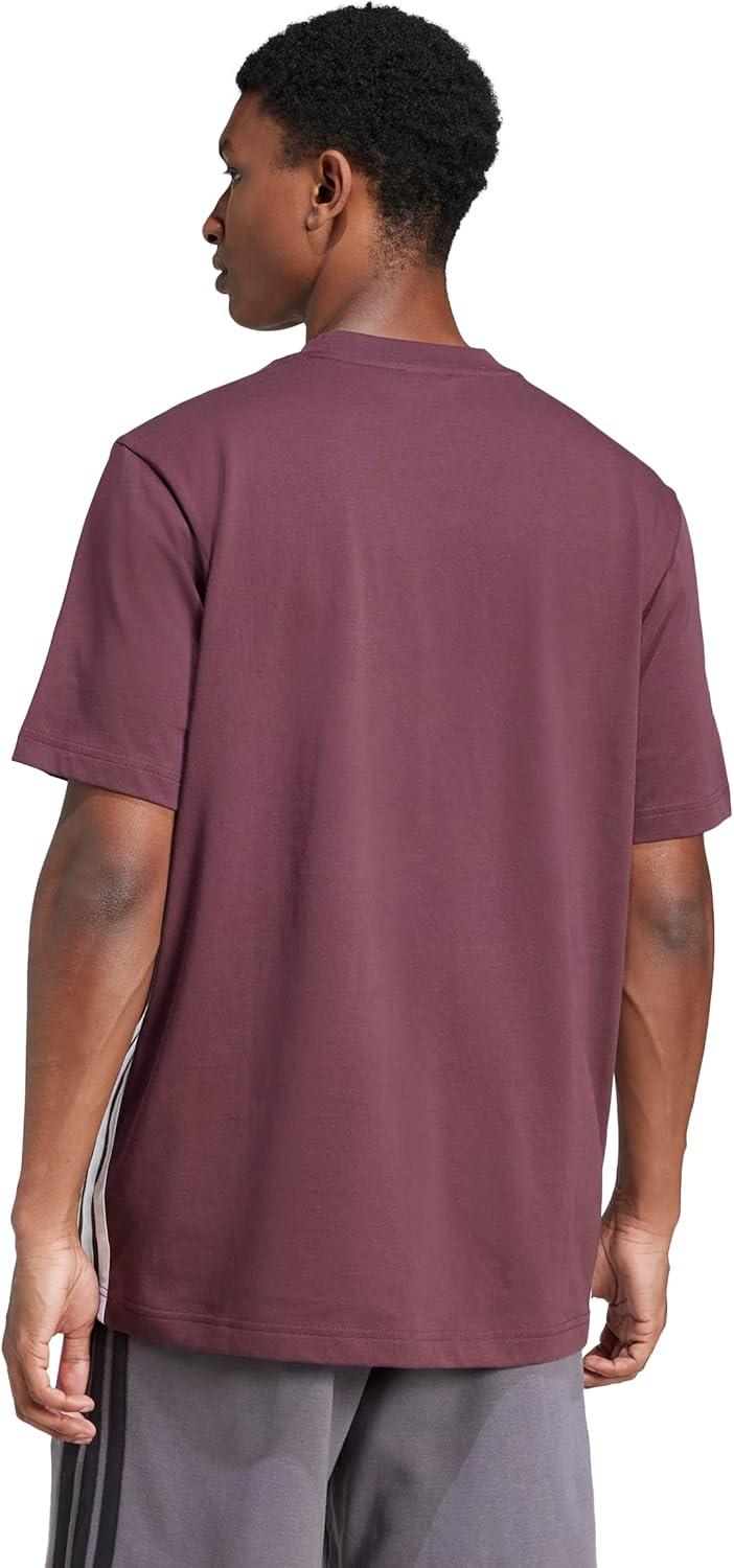 imageAdidas Mens Essentials Single Jersey 3Stripes TShirtAurora RubyWhite