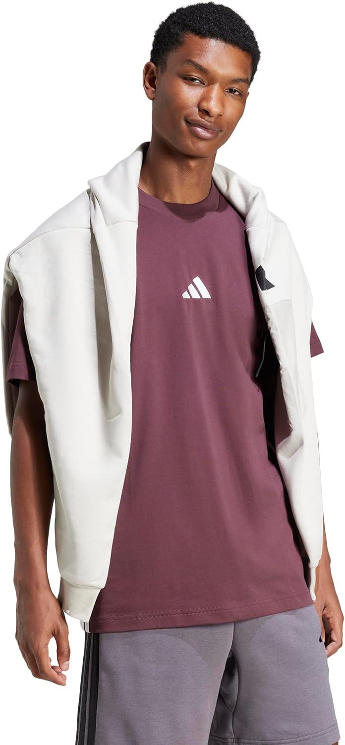 imageAdidas Mens Essentials Single Jersey 3Stripes TShirtAurora RubyWhite