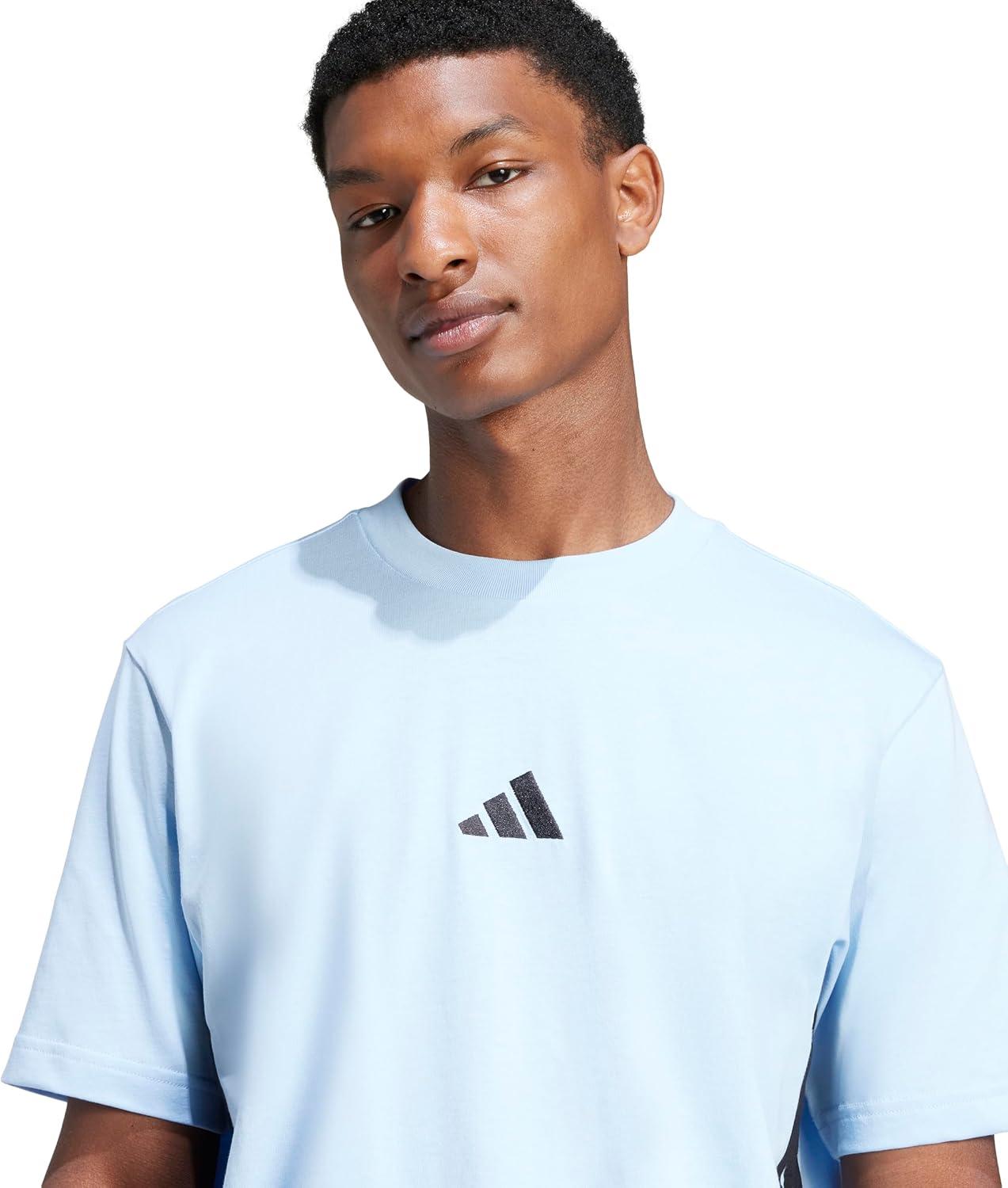 imageAdidas Mens Essentials Single Jersey 3Stripes TShirtBlueBlack