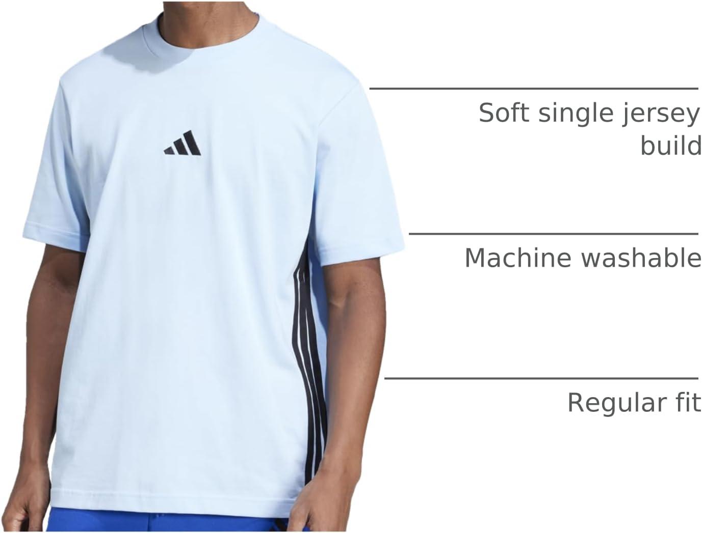 imageAdidas Mens Essentials Single Jersey 3Stripes TShirtBlueBlack
