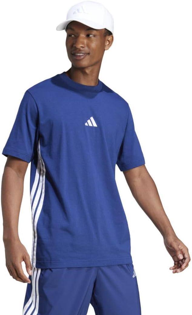 imageAdidas Mens Essentials Single Jersey 3Stripes TShirtDark BlueWhite