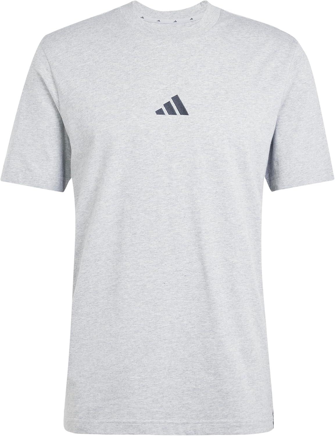 imageAdidas Mens Essentials Single Jersey 3Stripes TShirtMedium Grey HeatherBlack