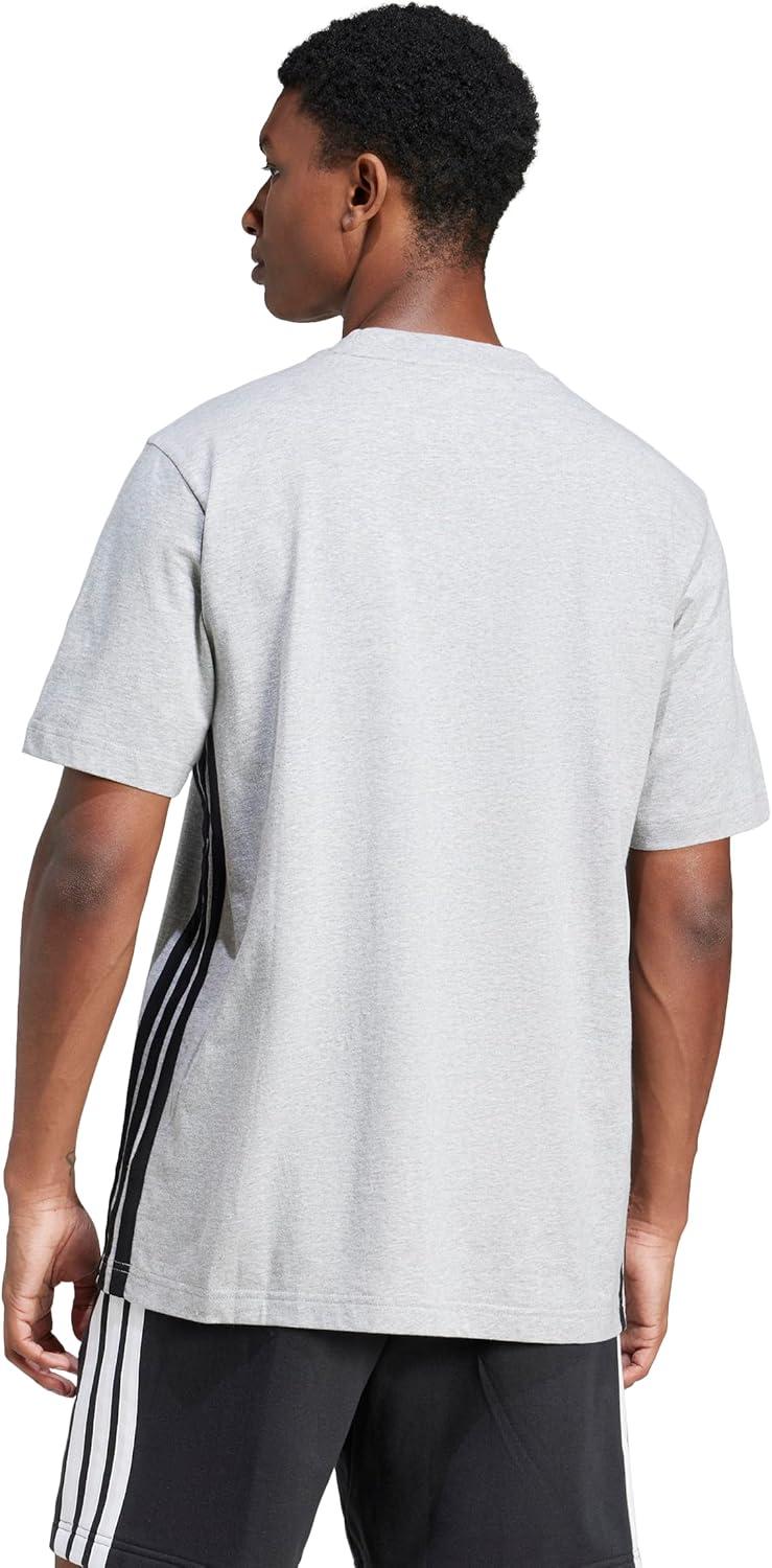 imageAdidas Mens Essentials Single Jersey 3Stripes TShirtMedium Grey HeatherBlack