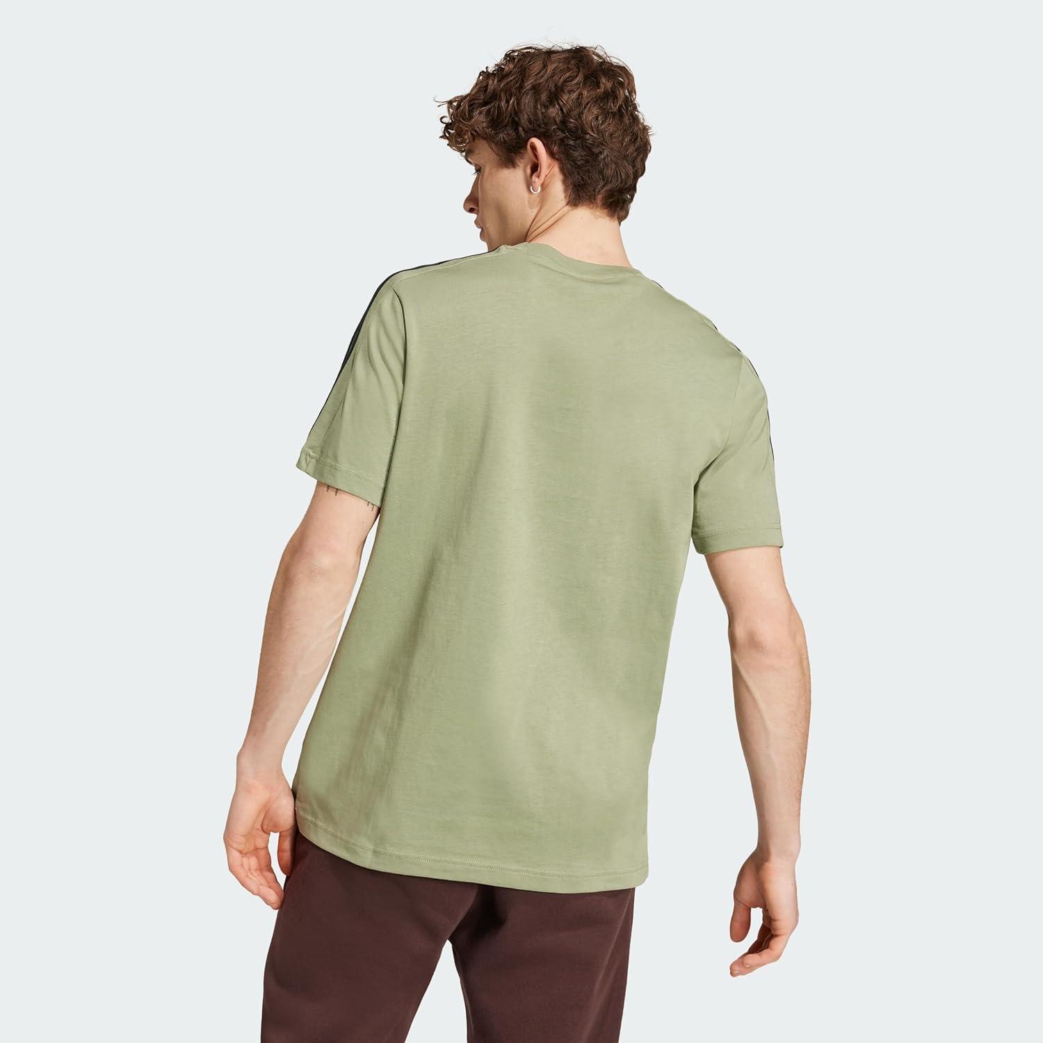 imageAdidas Mens Essentials Single Jersey 3Stripes TShirtTent Green