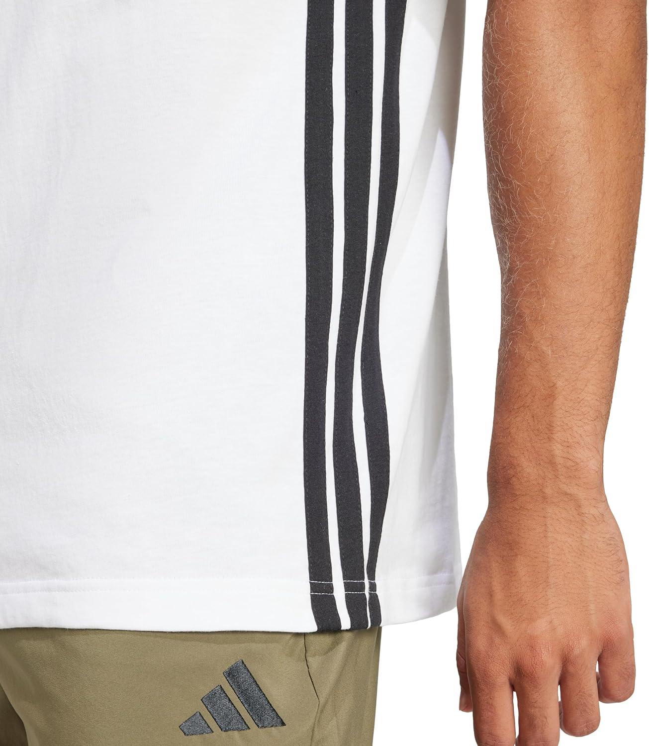 imageAdidas Mens Essentials Single Jersey 3Stripes TShirtWhiteBlack