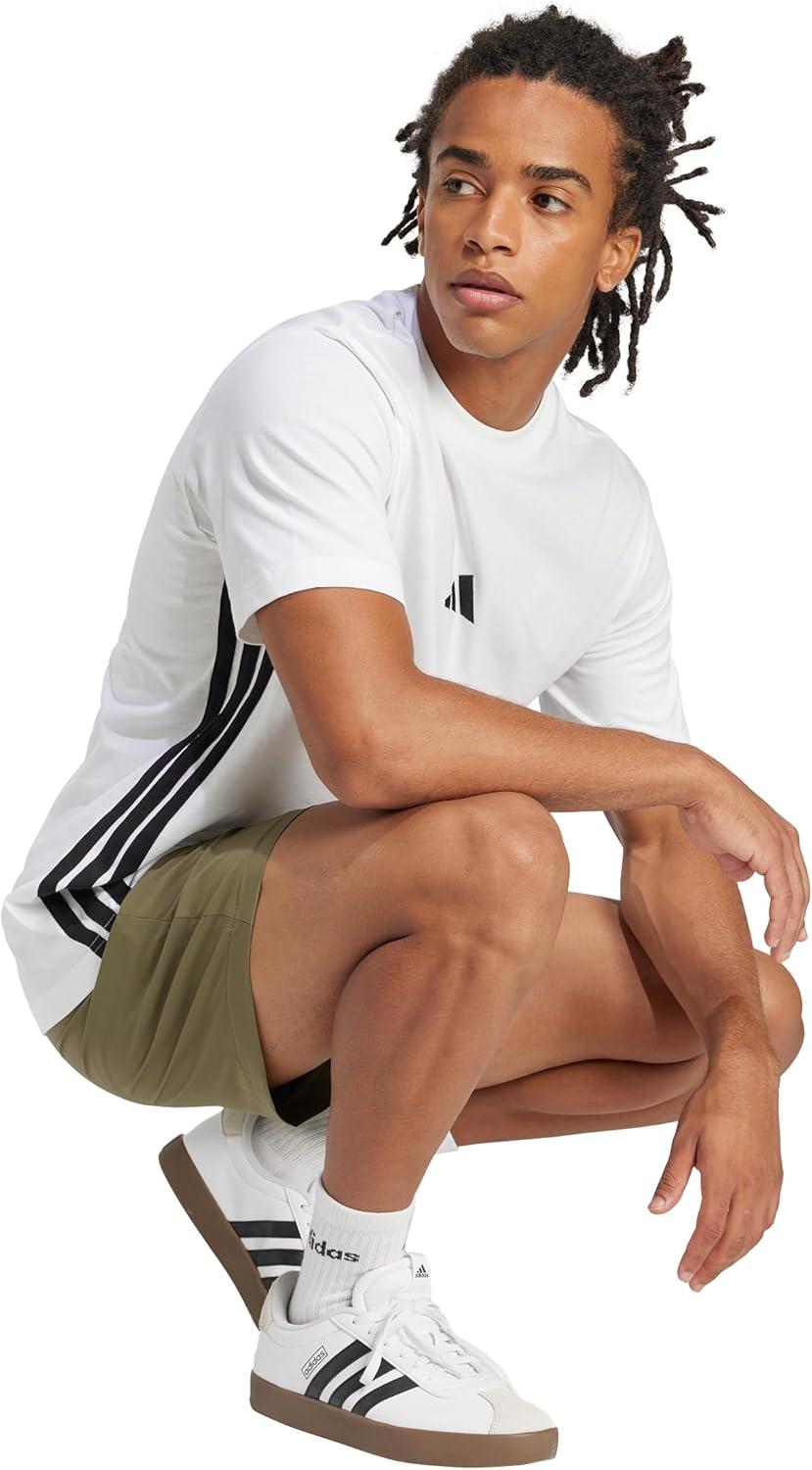 imageAdidas Mens Essentials Single Jersey 3Stripes TShirtWhiteBlack
