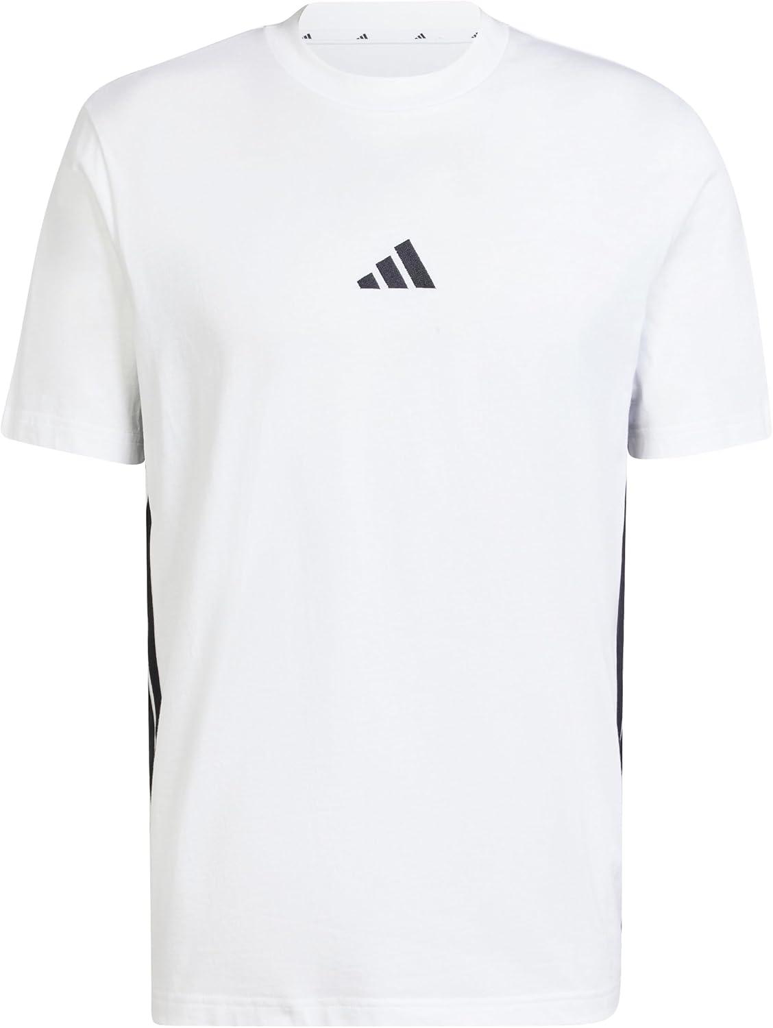imageAdidas Mens Essentials Single Jersey 3Stripes TShirtWhiteBlack