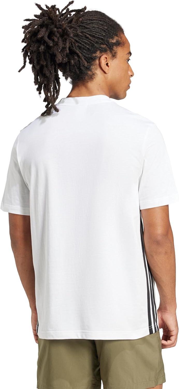 imageAdidas Mens Essentials Single Jersey 3Stripes TShirtWhiteBlack