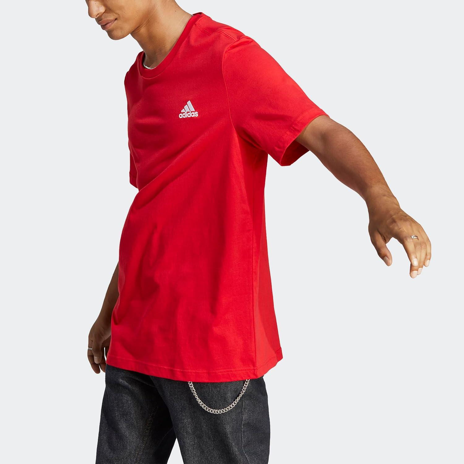 imageAdidas Mens Essentials Single Jersey Embroidered Small Logo TShirtBetter Scarlet