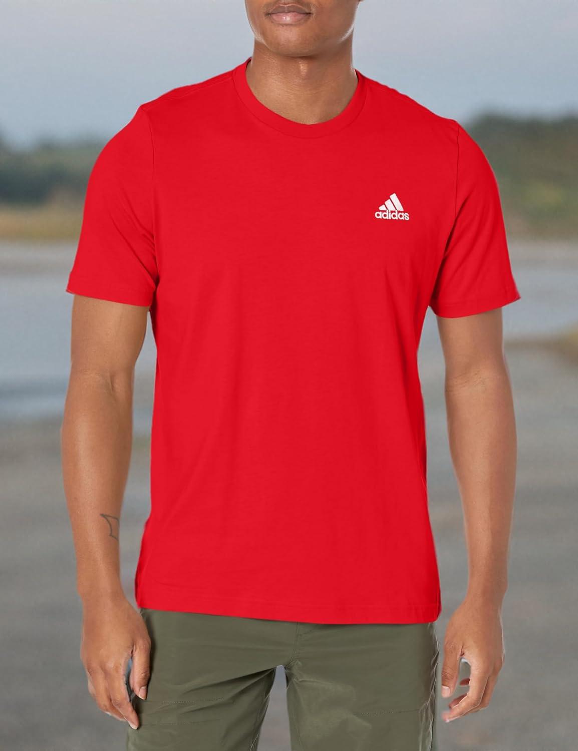 imageAdidas Mens Essentials Single Jersey Embroidered Small Logo TShirtBetter Scarlet