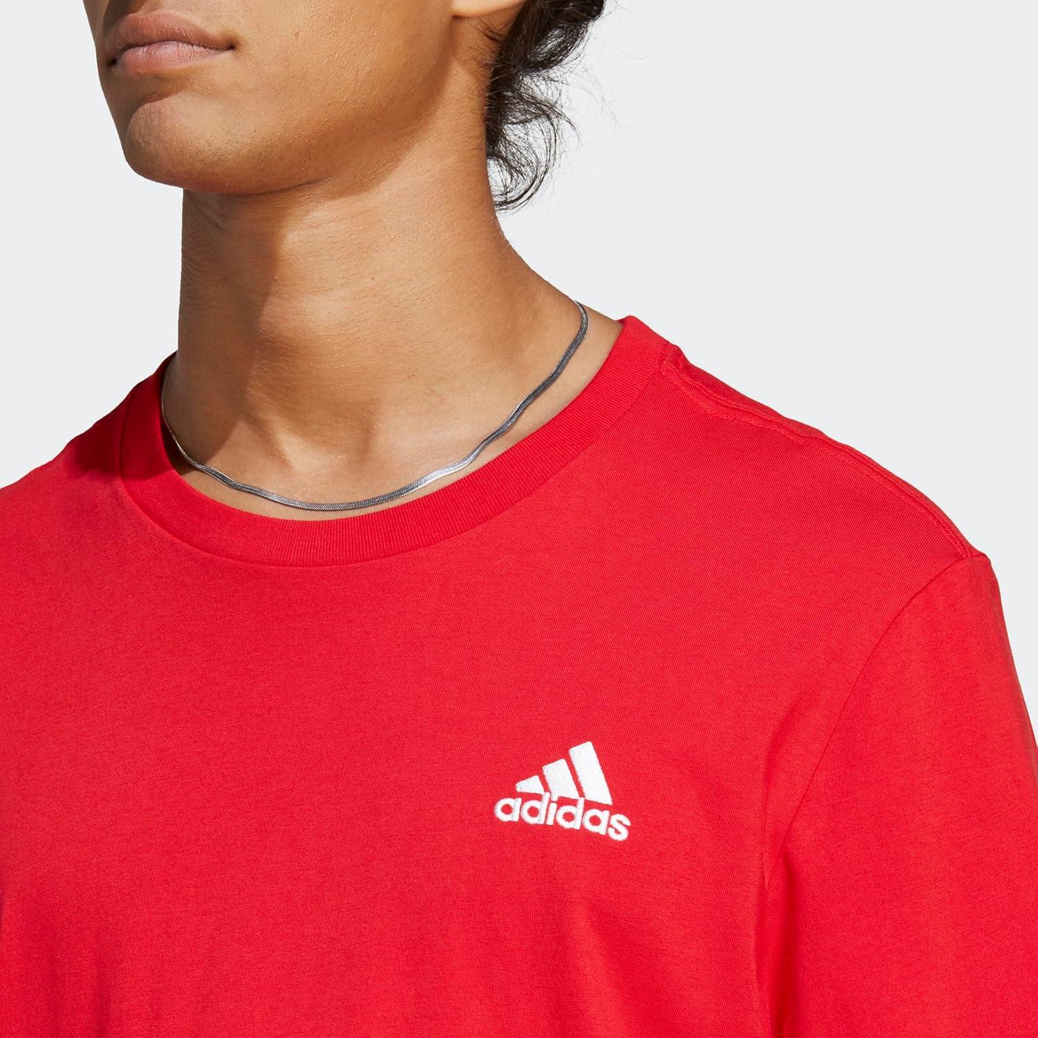 imageAdidas Mens Essentials Single Jersey Embroidered Small Logo TShirtBetter Scarlet