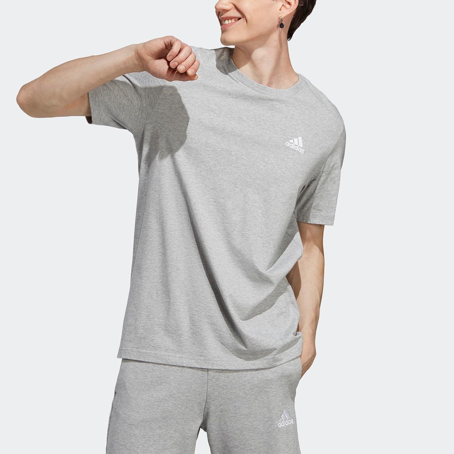 imageAdidas Mens Essentials Single Jersey Embroidered Small Logo TShirtMedium Grey Heather