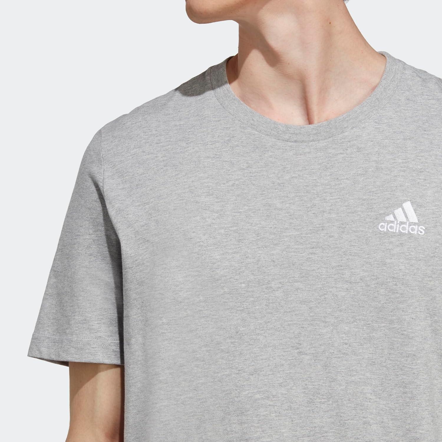 imageAdidas Mens Essentials Single Jersey Embroidered Small Logo TShirtMedium Grey Heather