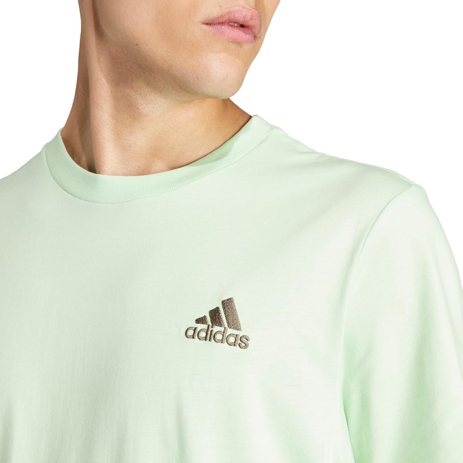 imageAdidas Mens Essentials Single Jersey Embroidered Small Logo TShirtSemi Green Spark