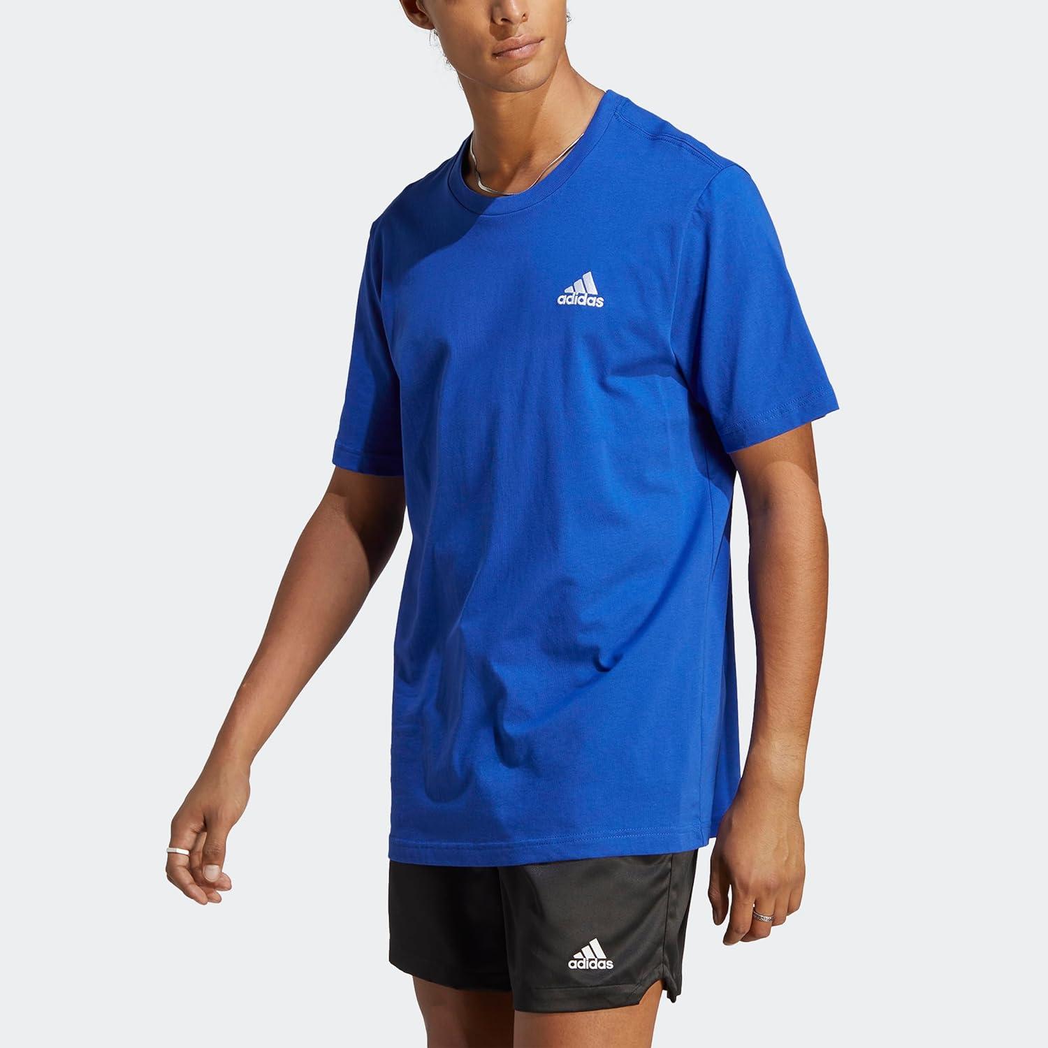 imageAdidas Mens Essentials Single Jersey Embroidered Small Logo TShirtSemi Lucid Blue