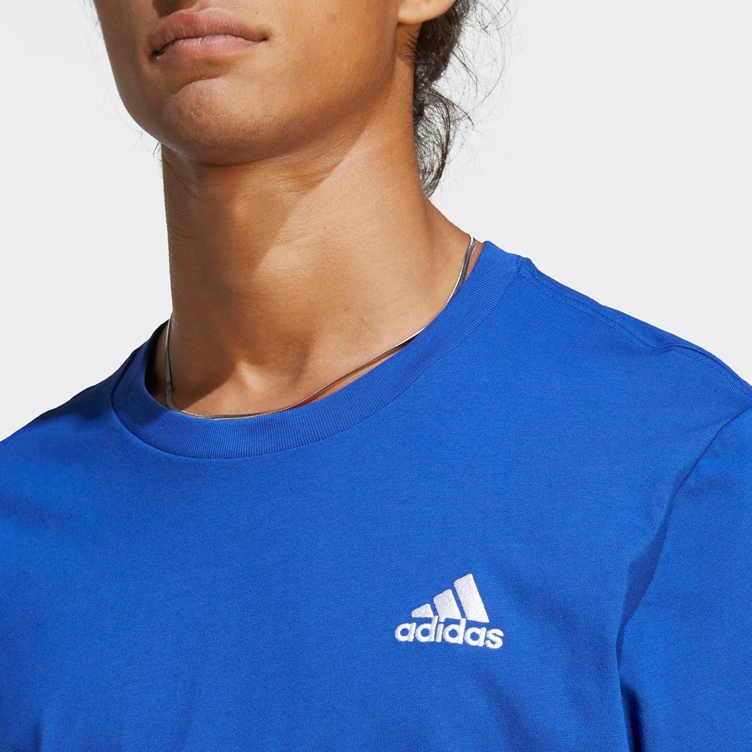 imageAdidas Mens Essentials Single Jersey Embroidered Small Logo TShirtSemi Lucid Blue