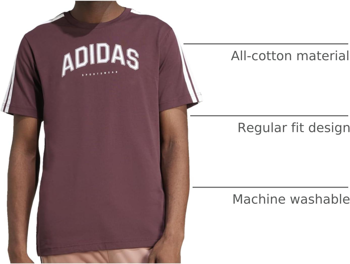 imageadidas Mens Codes Collegiate Linear Graphic TShirtAurora Ruby