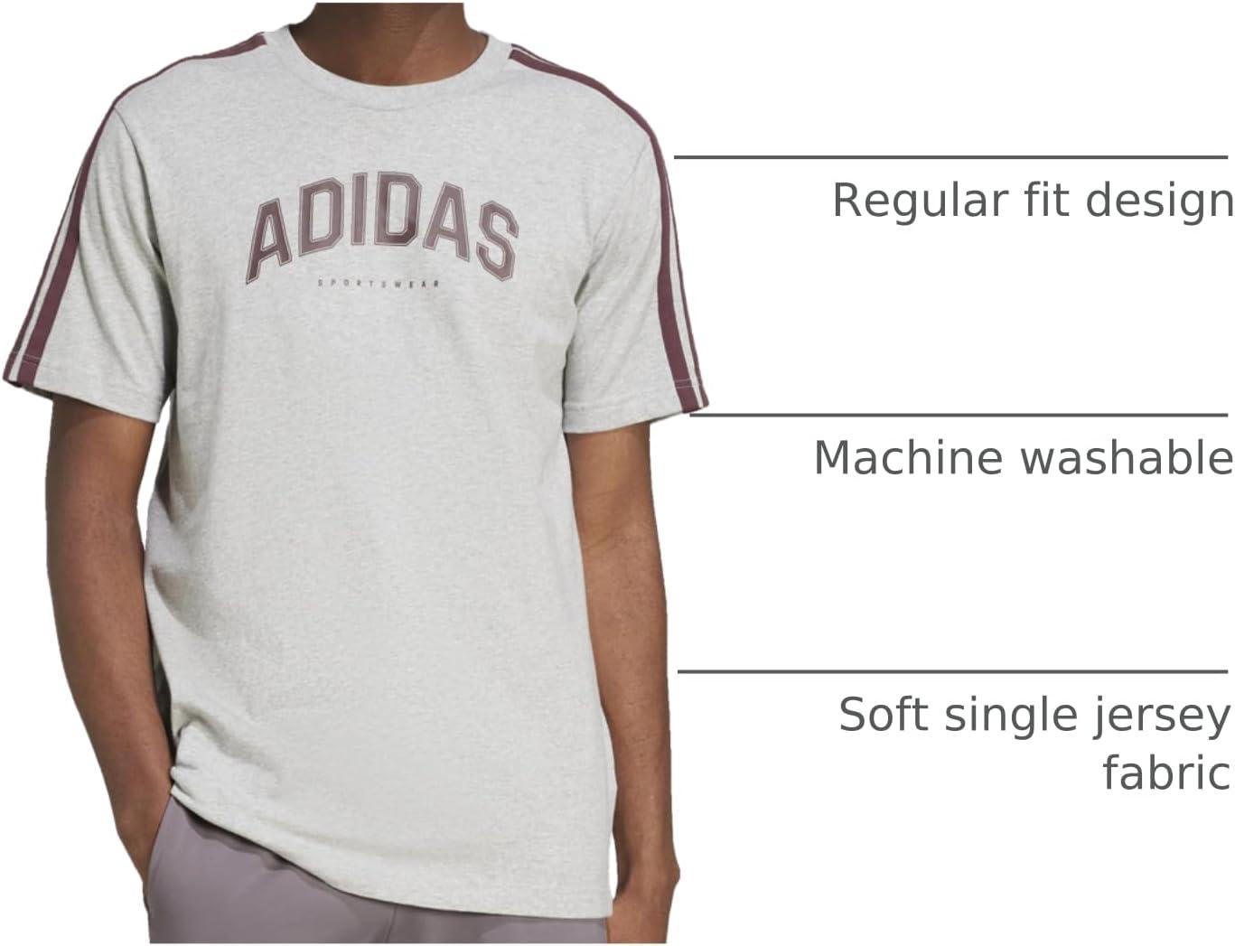 imageadidas Mens Codes Collegiate Linear Graphic TShirtMedium Grey Heather