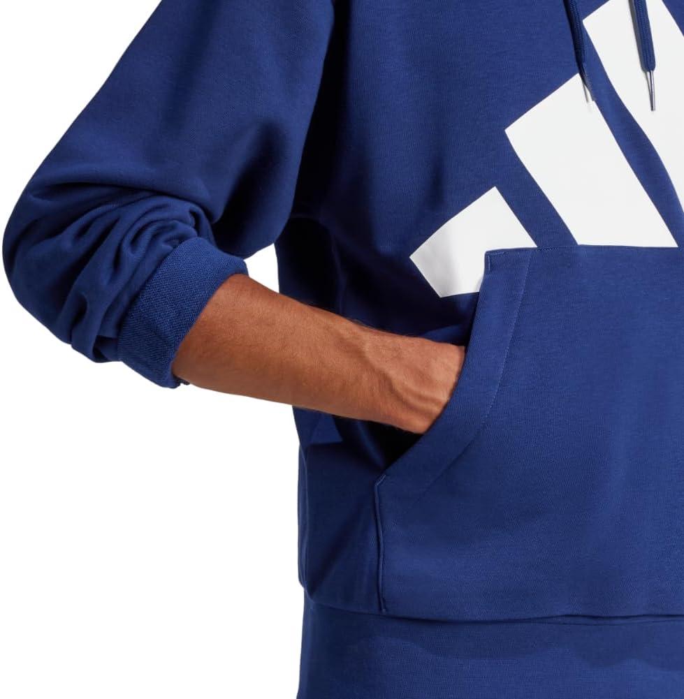 imageadidas mens Essentials Big Logo French Terry HoodieDark BlueWhite