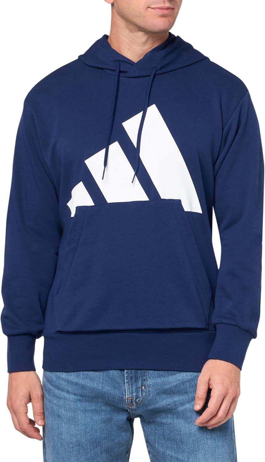 imageadidas mens Essentials Big Logo French Terry HoodieDark BlueWhite