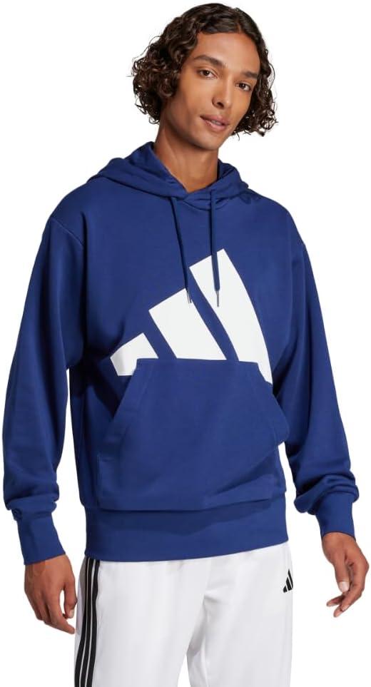 imageadidas mens Essentials Big Logo French Terry HoodieDark BlueWhite