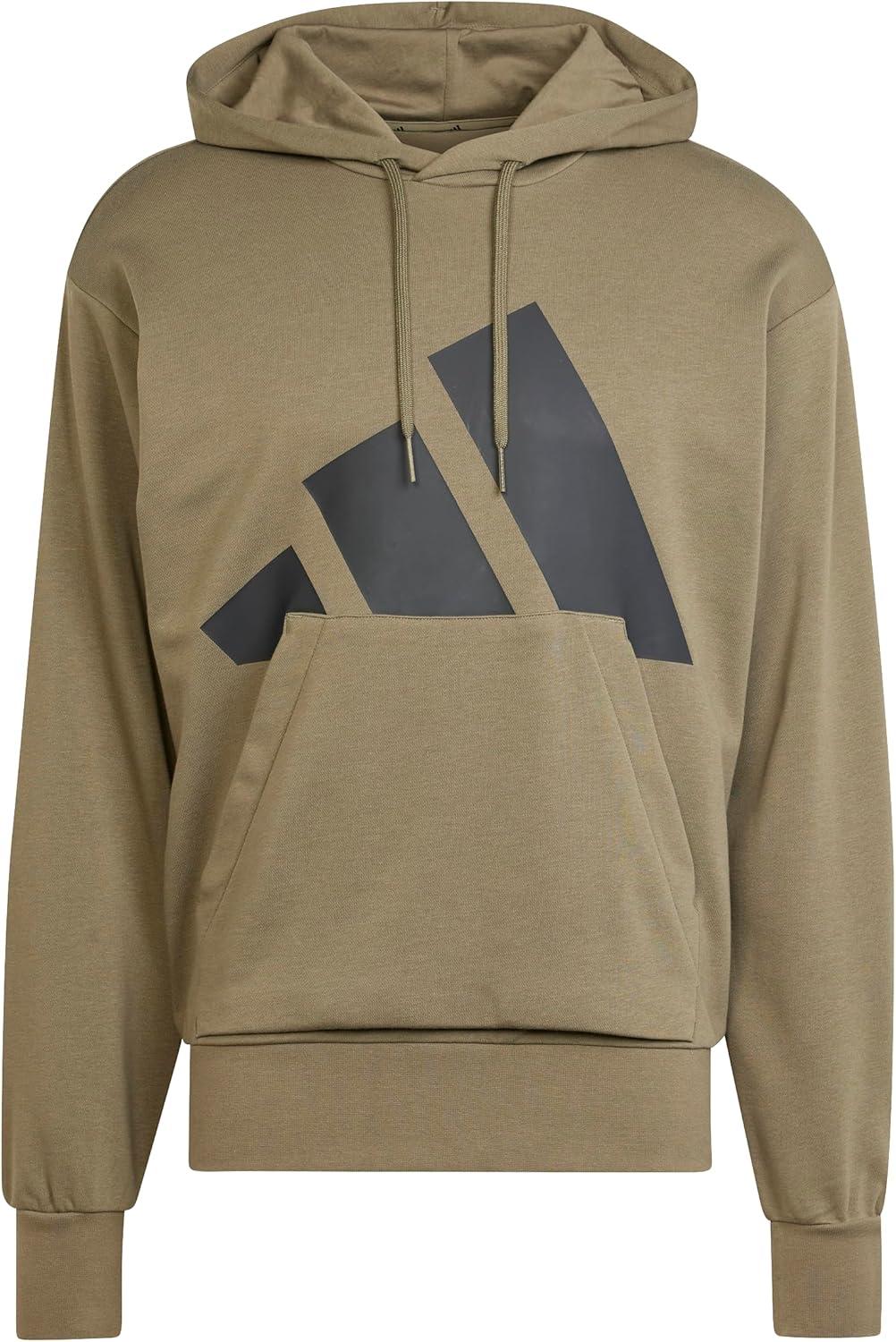 imageadidas mens Essentials Big Logo French Terry HoodieOlive StrataBlack