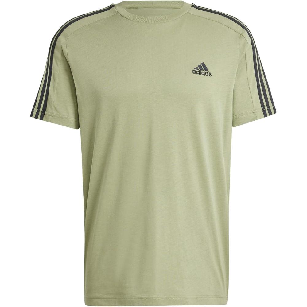 imageAdidas Mens Essentials Single Jersey 3Stripes TShirtTent Green