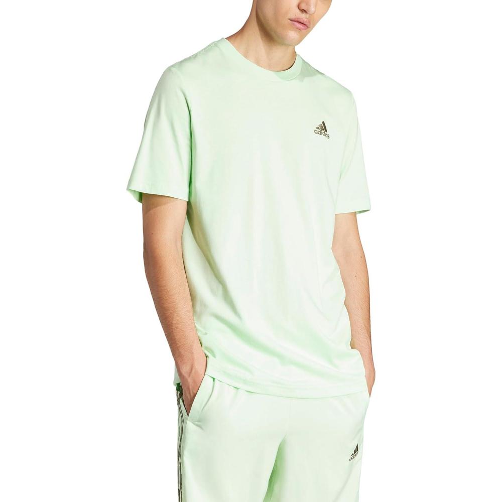 imageAdidas Mens Essentials Single Jersey Embroidered Small Logo TShirtSemi Green Spark