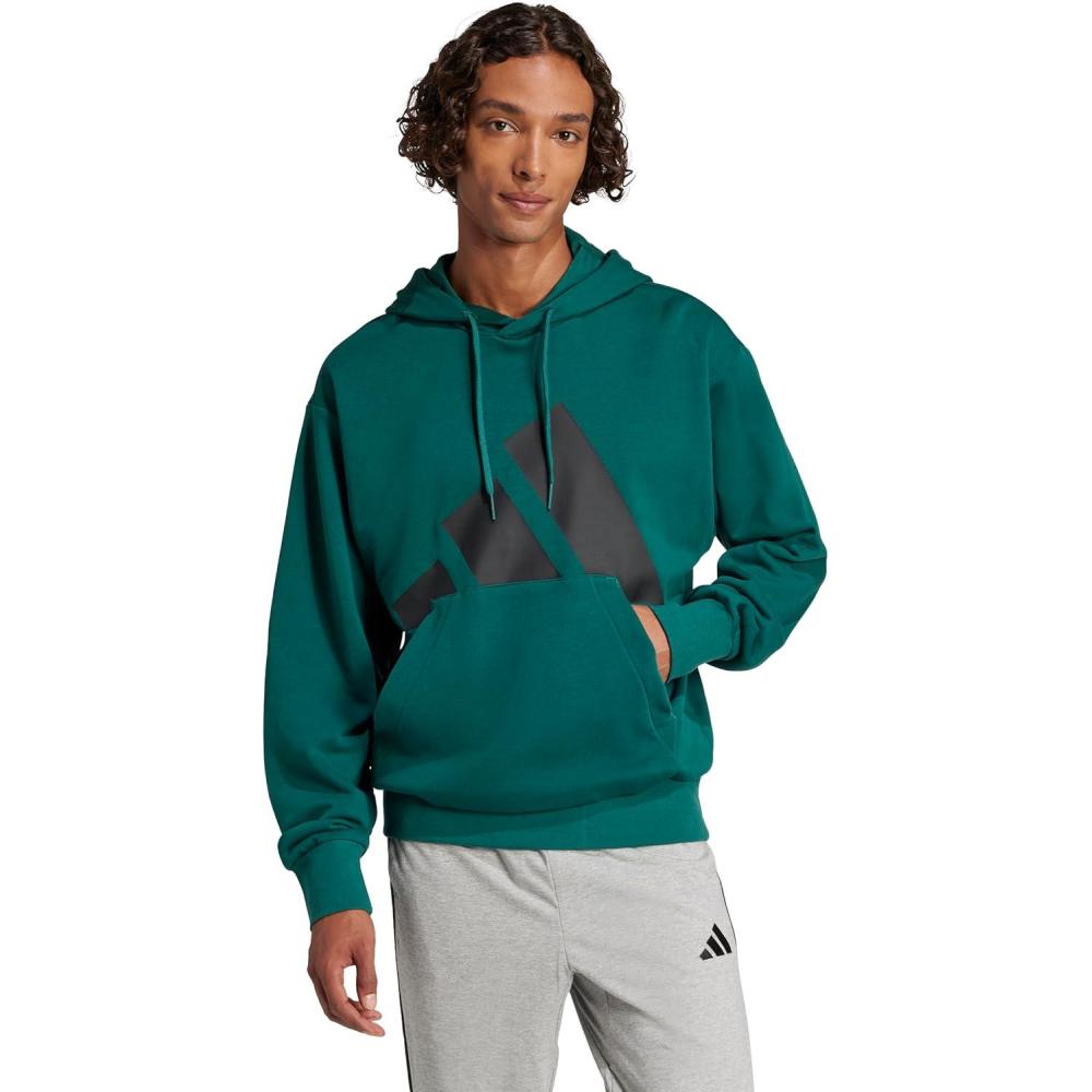 imageadidas mens Essentials Big Logo French Terry HoodieCollegiate GreenBlack