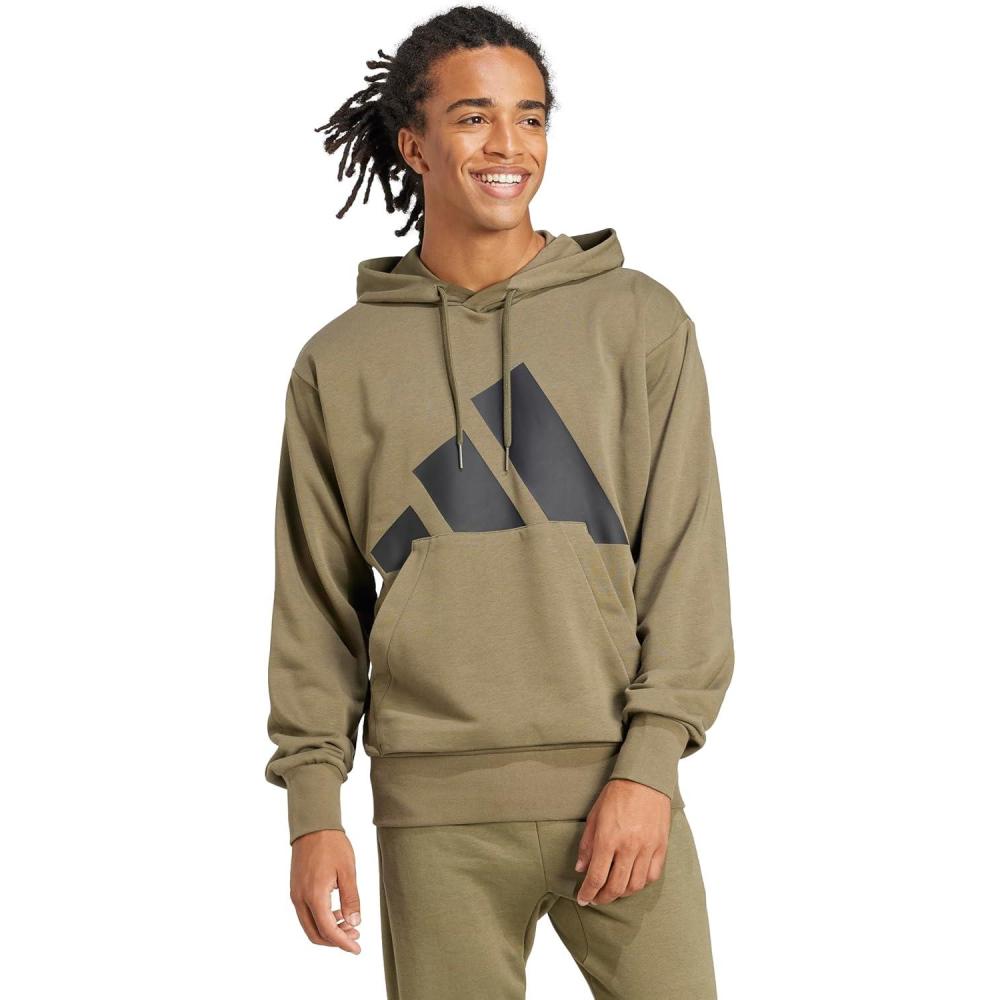 imageadidas mens Essentials Big Logo French Terry HoodieOlive StrataBlack