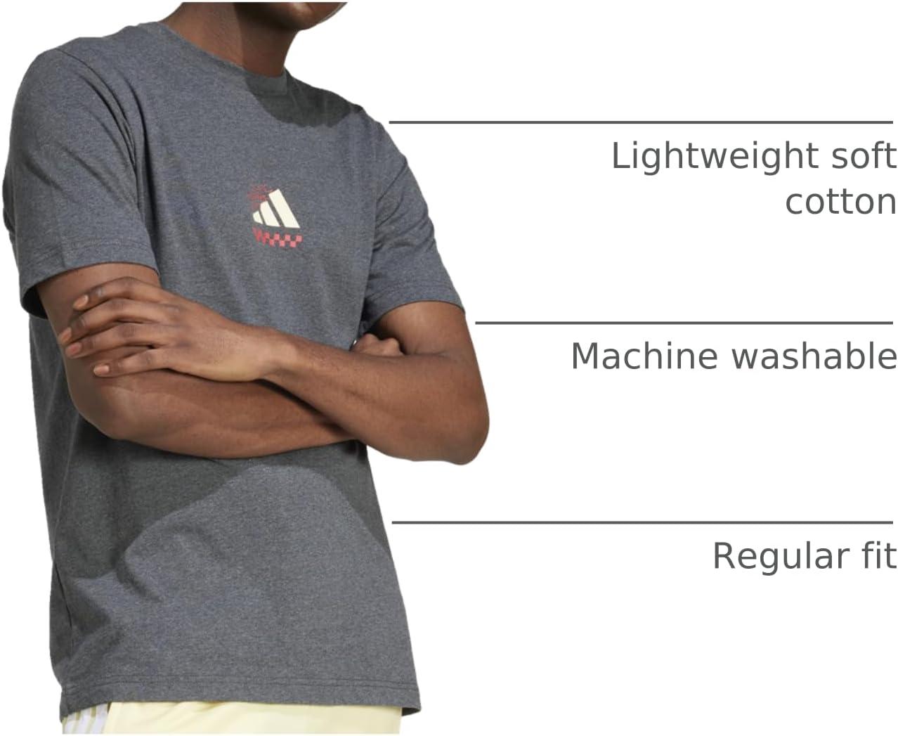 imageAdidas Mens Lounge Pizza Graphic TShirtDark Grey Heather