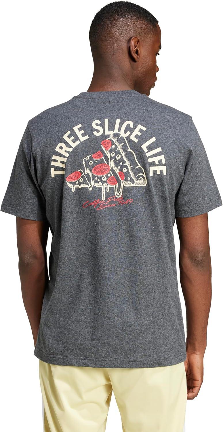 imageAdidas Mens Lounge Pizza Graphic TShirtDark Grey Heather