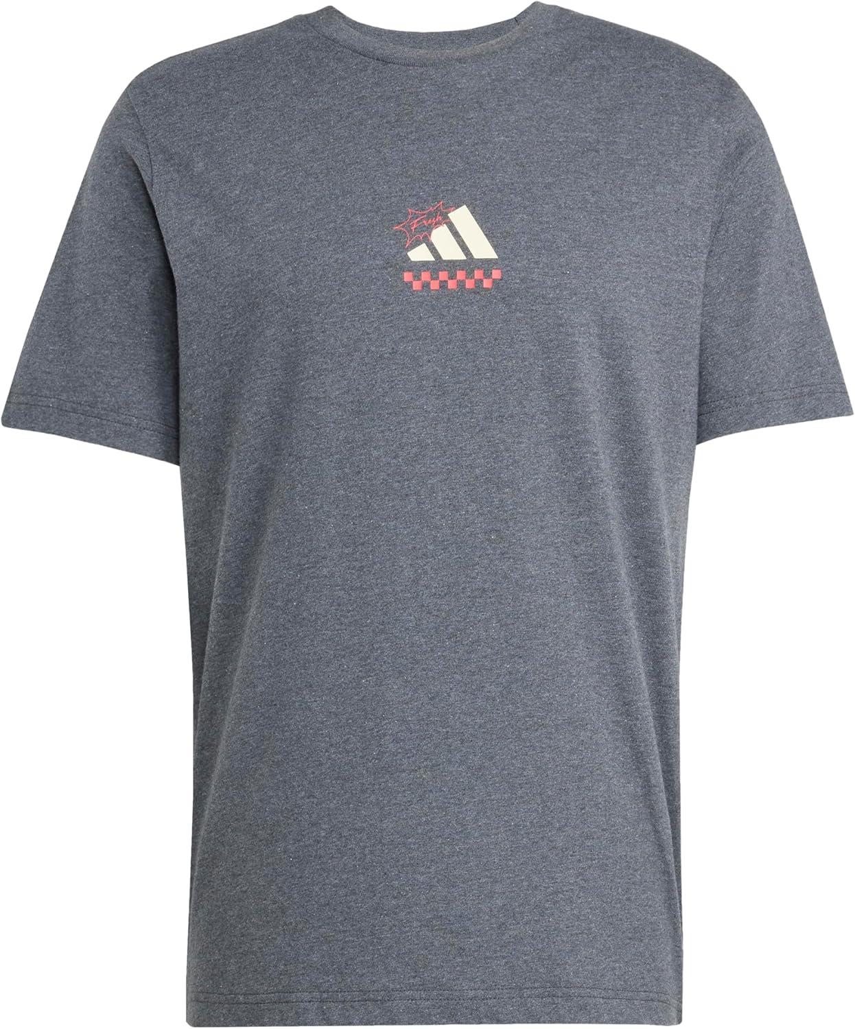 imageAdidas Mens Lounge Pizza Graphic TShirtDark Grey Heather