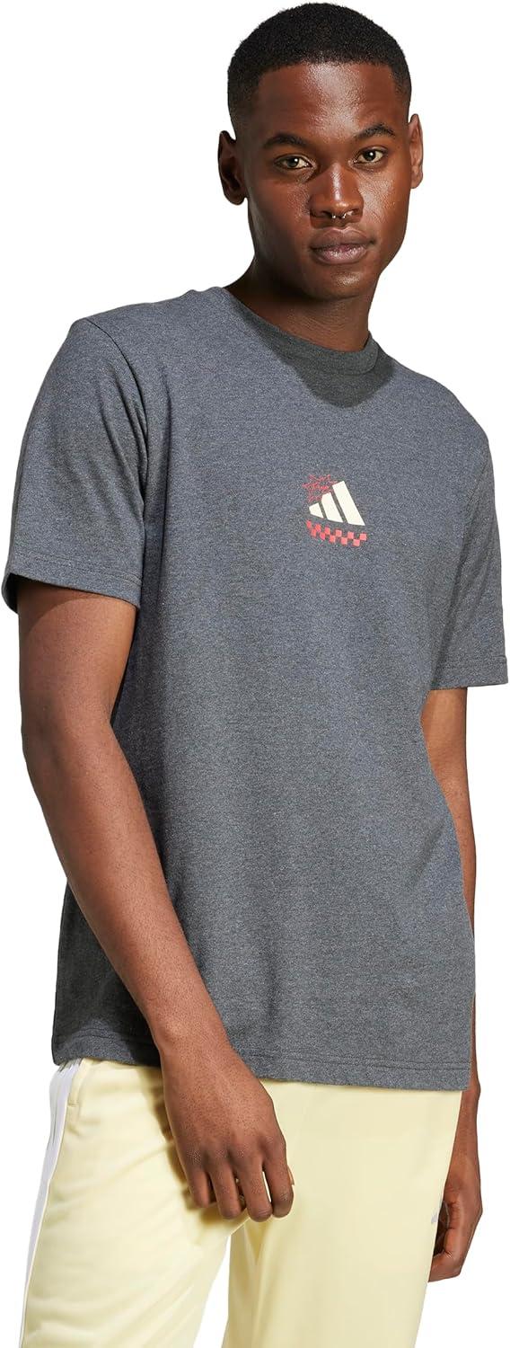 imageAdidas Mens Lounge Pizza Graphic TShirtDark Grey Heather