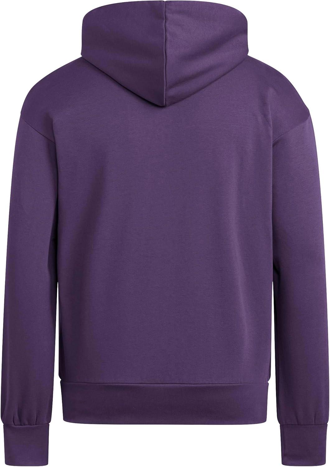 imageadidas Mens Essentials Feel Cozy Fleece Hoodie SweatshirtAurora PlumBlack