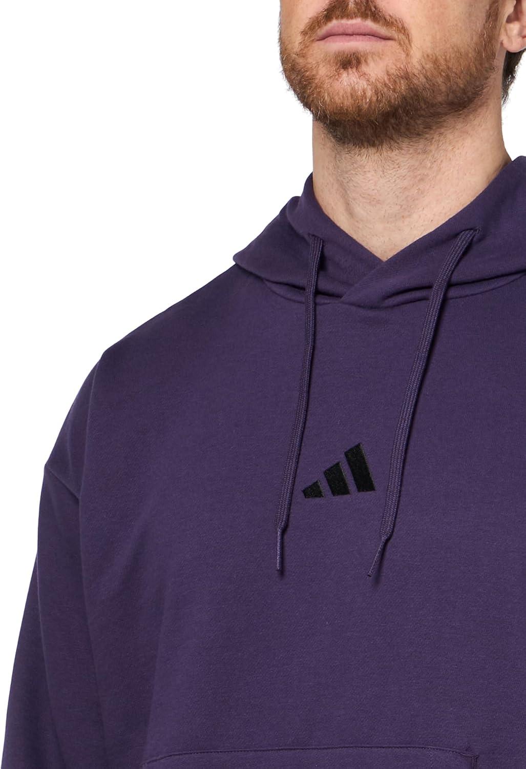 imageadidas Mens Essentials Feel Cozy Fleece Hoodie SweatshirtAurora PlumBlack