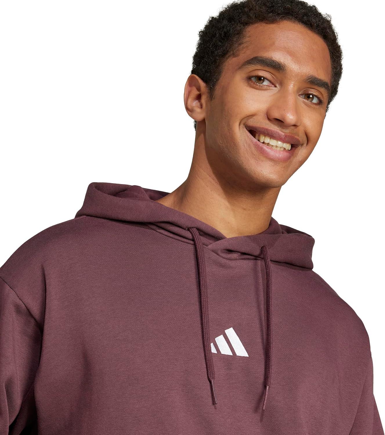imageadidas Mens Essentials Feel Cozy Fleece Hoodie SweatshirtAurora RubyWhite